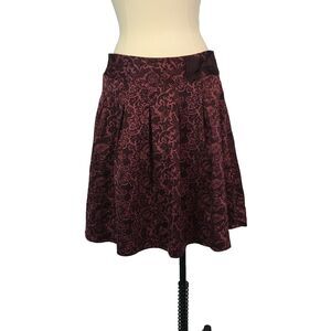 Apt 9 Womens Petite Purple Pink Flora Pleated Flared Skirt, sz 10P,‎ 33 waist